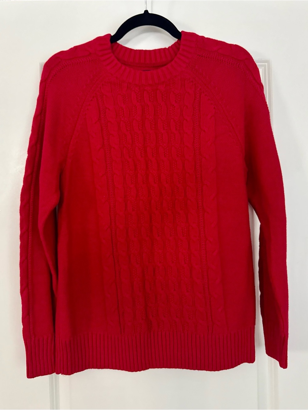 NWOT Gap Maternity Red Cotton Cable Knit Crewneck Pullover Sweater Small Holiday